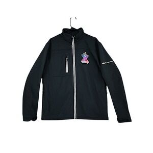 Alaska Airlines Softshell Jacket M Men Black Decade of Awesome Aviation Full Zip